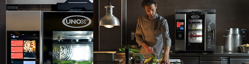 Man in kitchen with Unox equipment